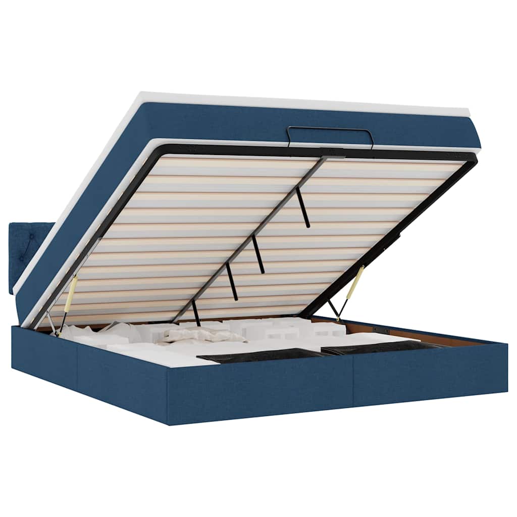 Ottoman bed met matras 180x200cm stof blauw is nu te koop bij PeponiXL, paradijselijk wonen!