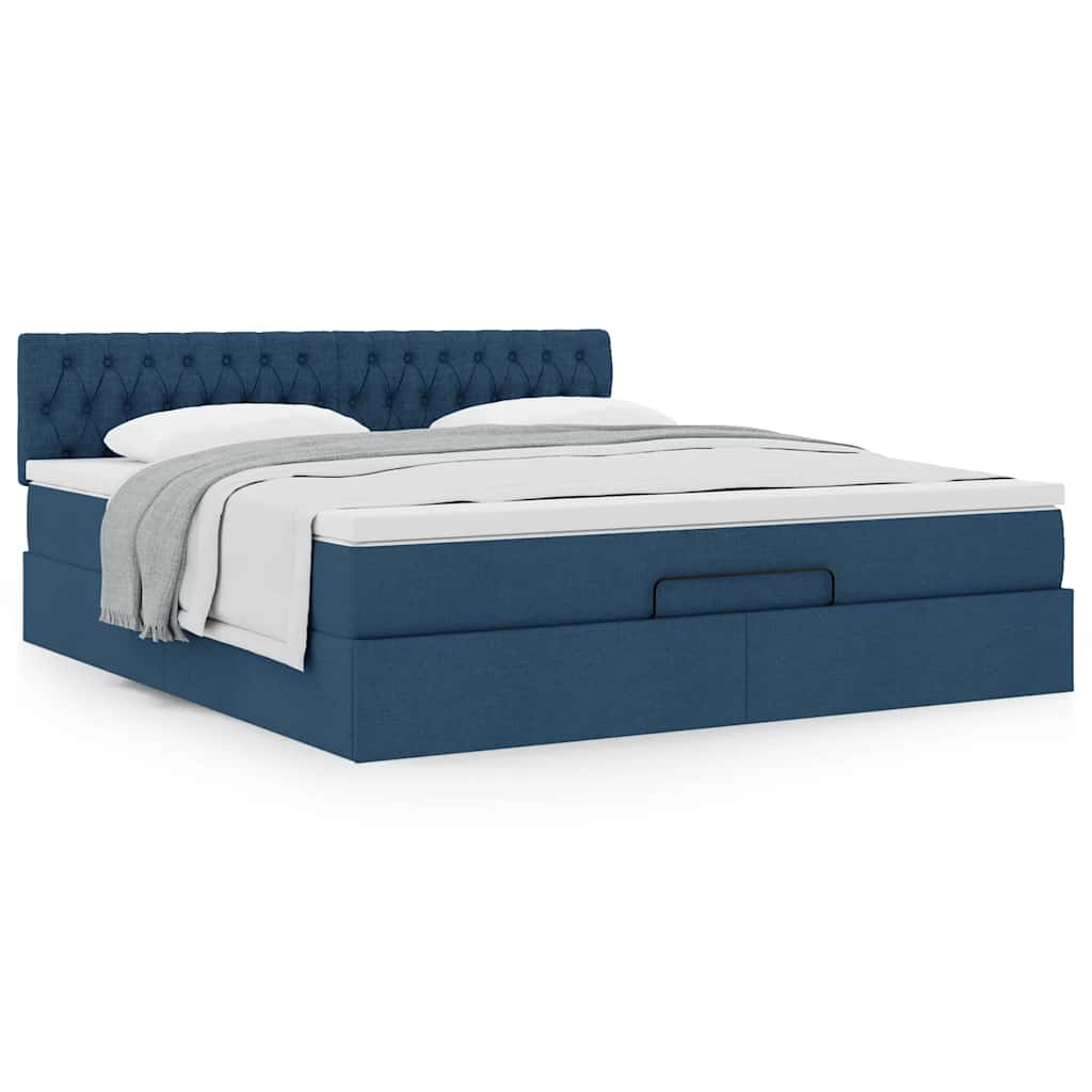 Ottoman bed met matras 180x200cm stof blauw is nu te koop bij PeponiXL, paradijselijk wonen!
