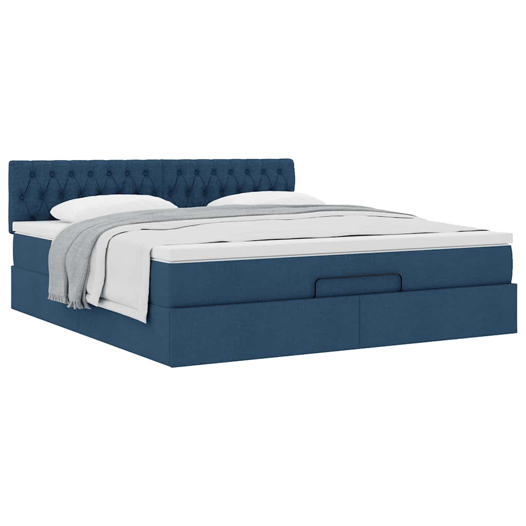 Ottoman bed met matras 180x200cm stof blauw is nu te koop bij PeponiXL, paradijselijk wonen!