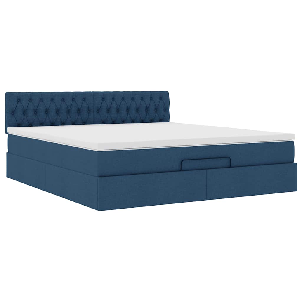 Ottoman bed met matras 180x200cm stof blauw is nu te koop bij PeponiXL, paradijselijk wonen!