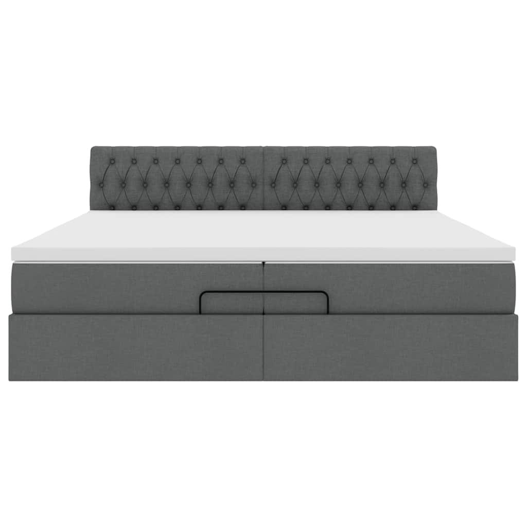 Ottoman bed met matras 200x200 cm stof donkergrijs is nu te koop bij PeponiXL, paradijselijk wonen!