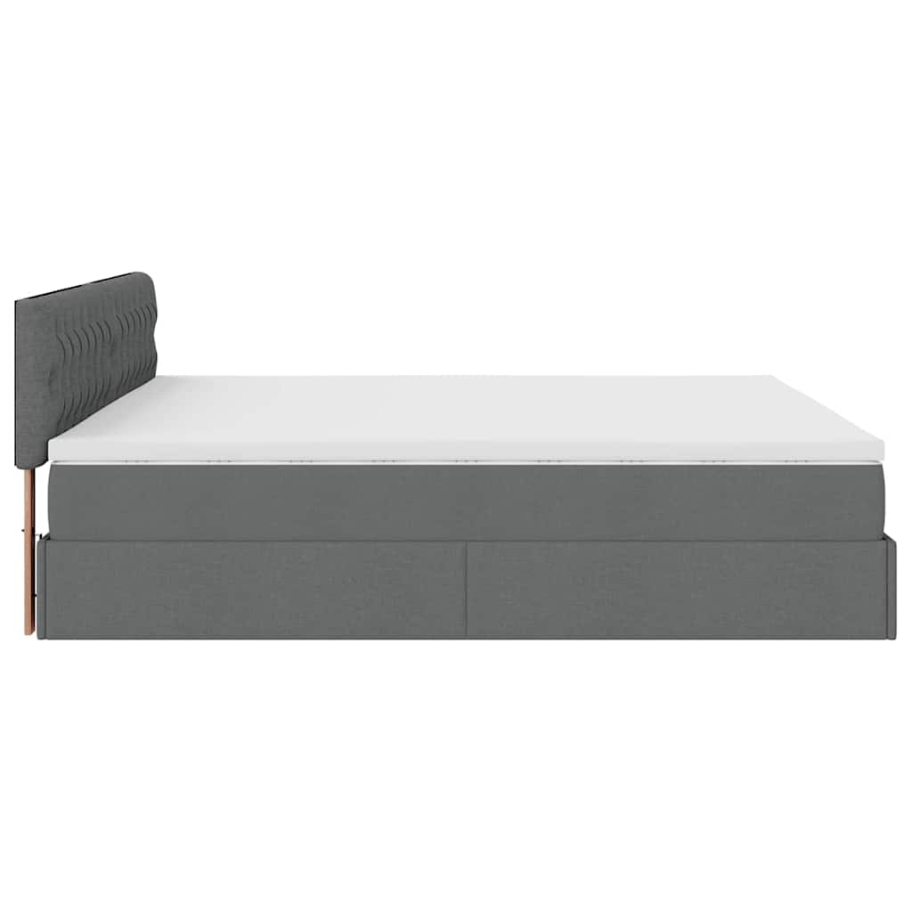 Ottoman bed met matras 200x200 cm stof donkergrijs is nu te koop bij PeponiXL, paradijselijk wonen!