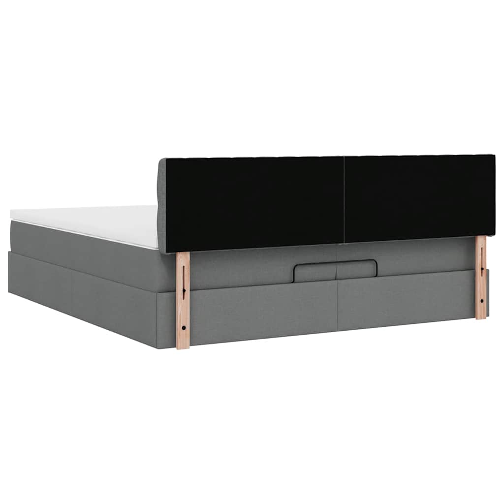 Ottoman bed met matras 200x200 cm stof donkergrijs is nu te koop bij PeponiXL, paradijselijk wonen!