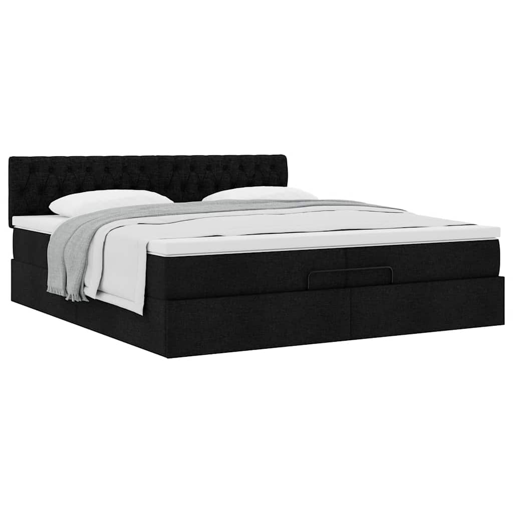 Ottoman bed met matras 200x200 cm stof zwart