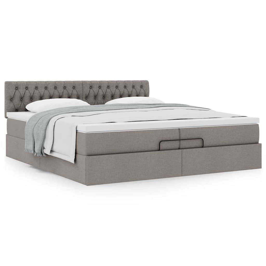 Ottoman bed met matras 200x200 cm stof taupe is nu te koop bij PeponiXL, paradijselijk wonen!