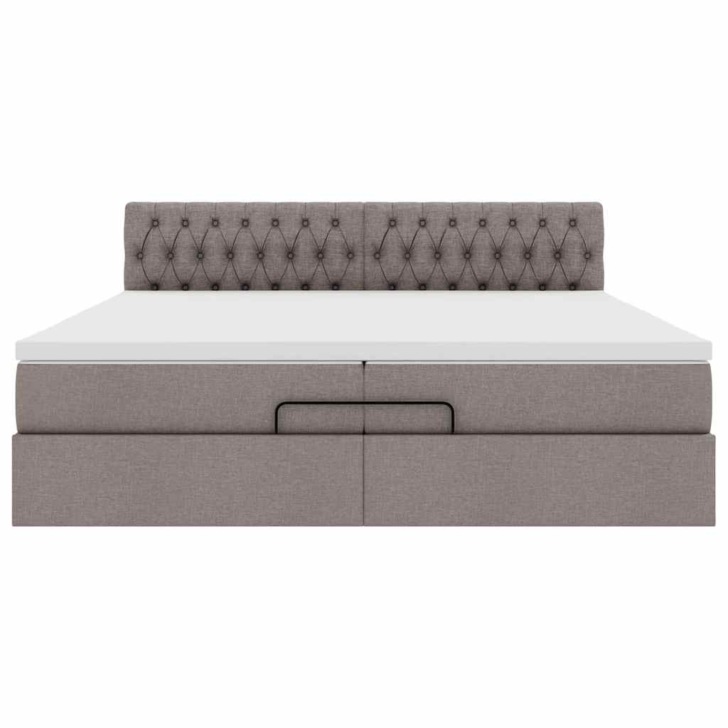 Ottoman bed met matras 200x200 cm stof taupe is nu te koop bij PeponiXL, paradijselijk wonen!