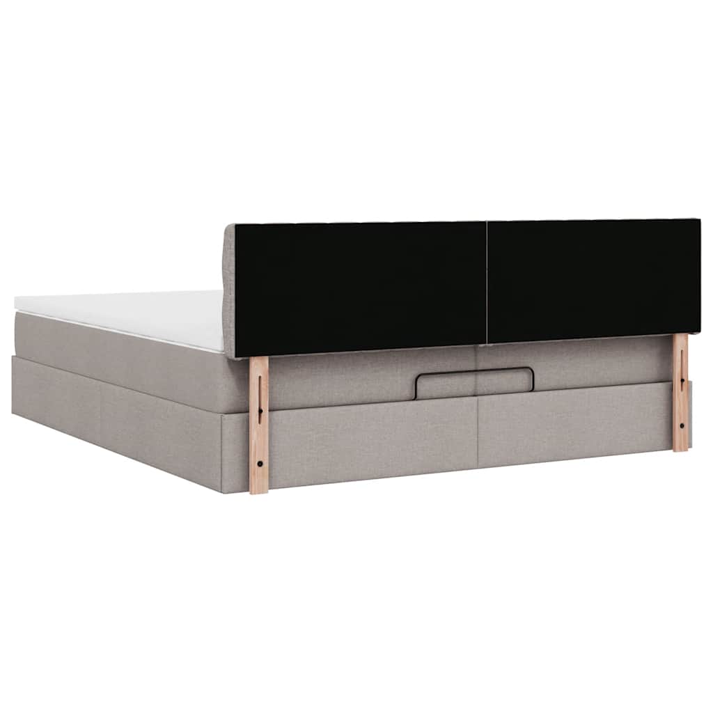Ottoman bed met matras 200x200 cm stof taupe is nu te koop bij PeponiXL, paradijselijk wonen!