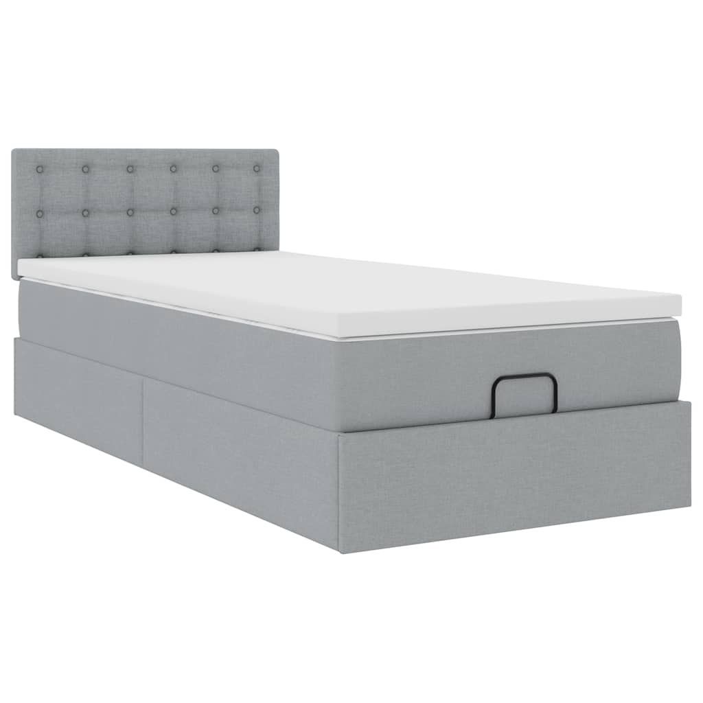 Ottoman bed met matras 80x200cm stof lichtgrijs is nu te koop bij PeponiXL, paradijselijk wonen!