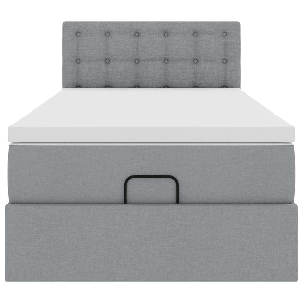 Ottoman bed met matras 80x200cm stof lichtgrijs is nu te koop bij PeponiXL, paradijselijk wonen!