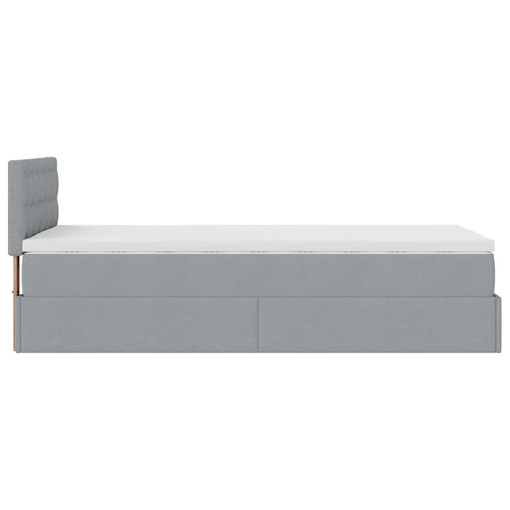 Ottoman bed met matras 80x200cm stof lichtgrijs is nu te koop bij PeponiXL, paradijselijk wonen!