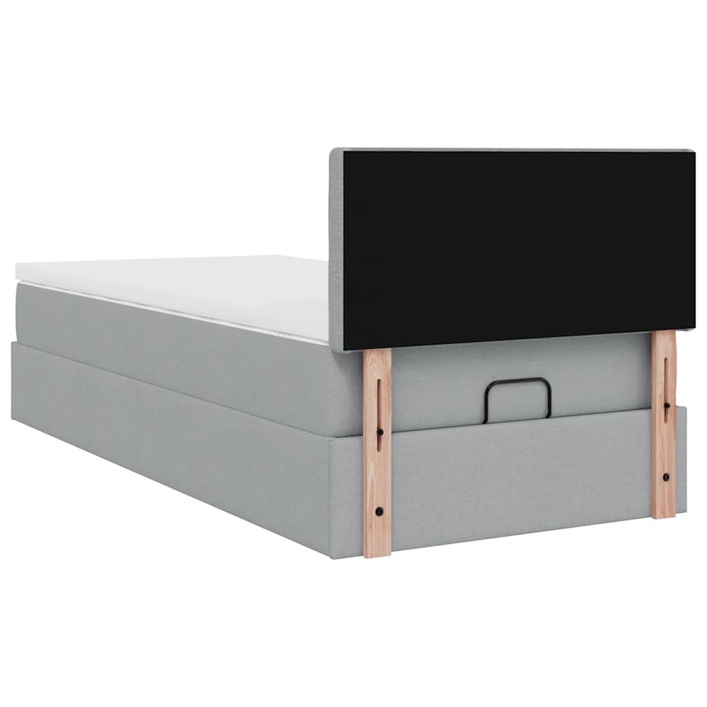 Ottoman bed met matras 80x200cm stof lichtgrijs is nu te koop bij PeponiXL, paradijselijk wonen!