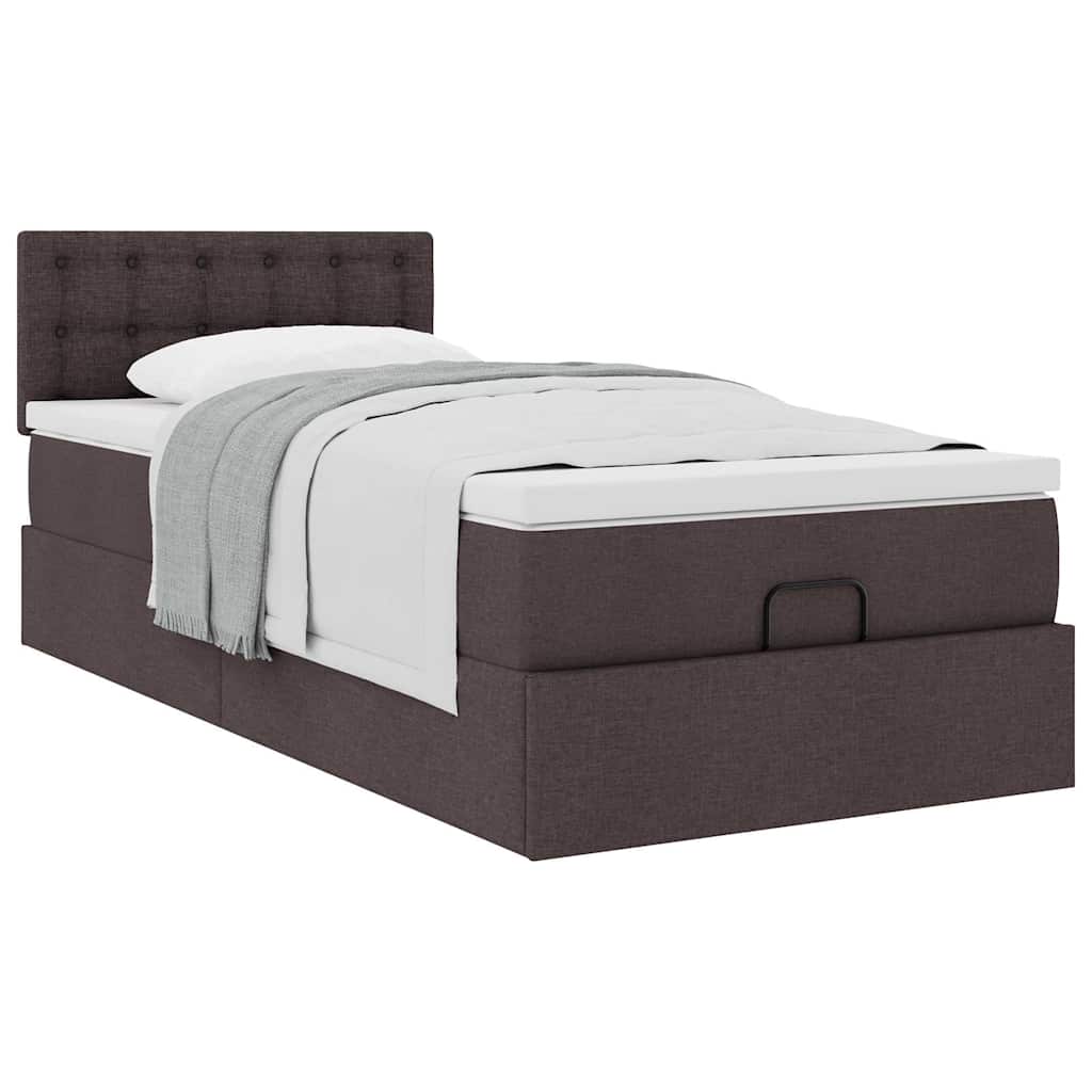 Ottoman bed met matras 80x200cm stof donkerbruin is nu te koop bij PeponiXL, paradijselijk wonen!