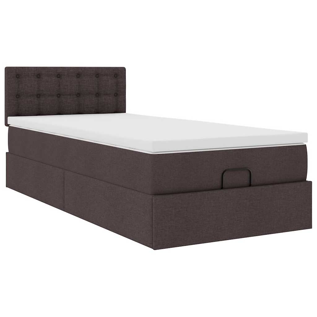 Ottoman bed met matras 80x200cm stof donkerbruin is nu te koop bij PeponiXL, paradijselijk wonen!
