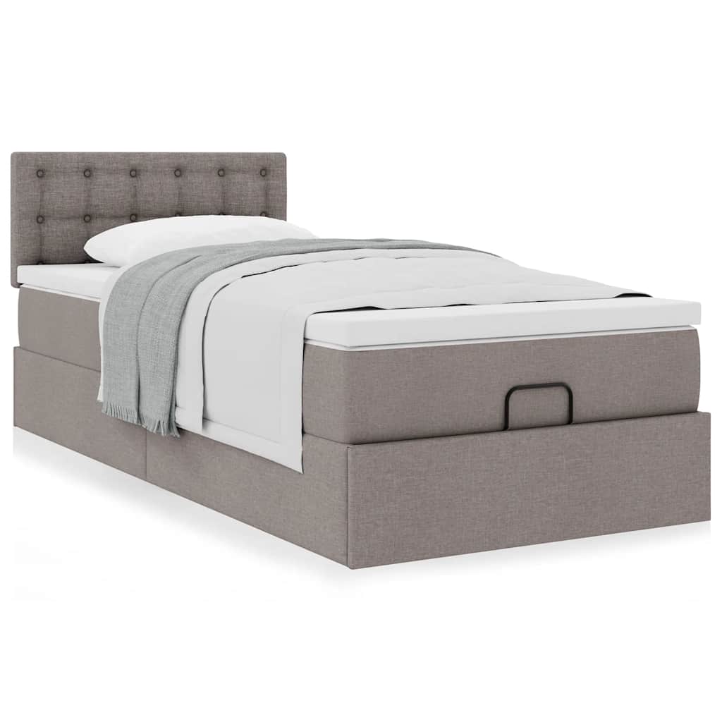 Ottoman bed met matras 80x200cm stof taupe is nu te koop bij PeponiXL, paradijselijk wonen!