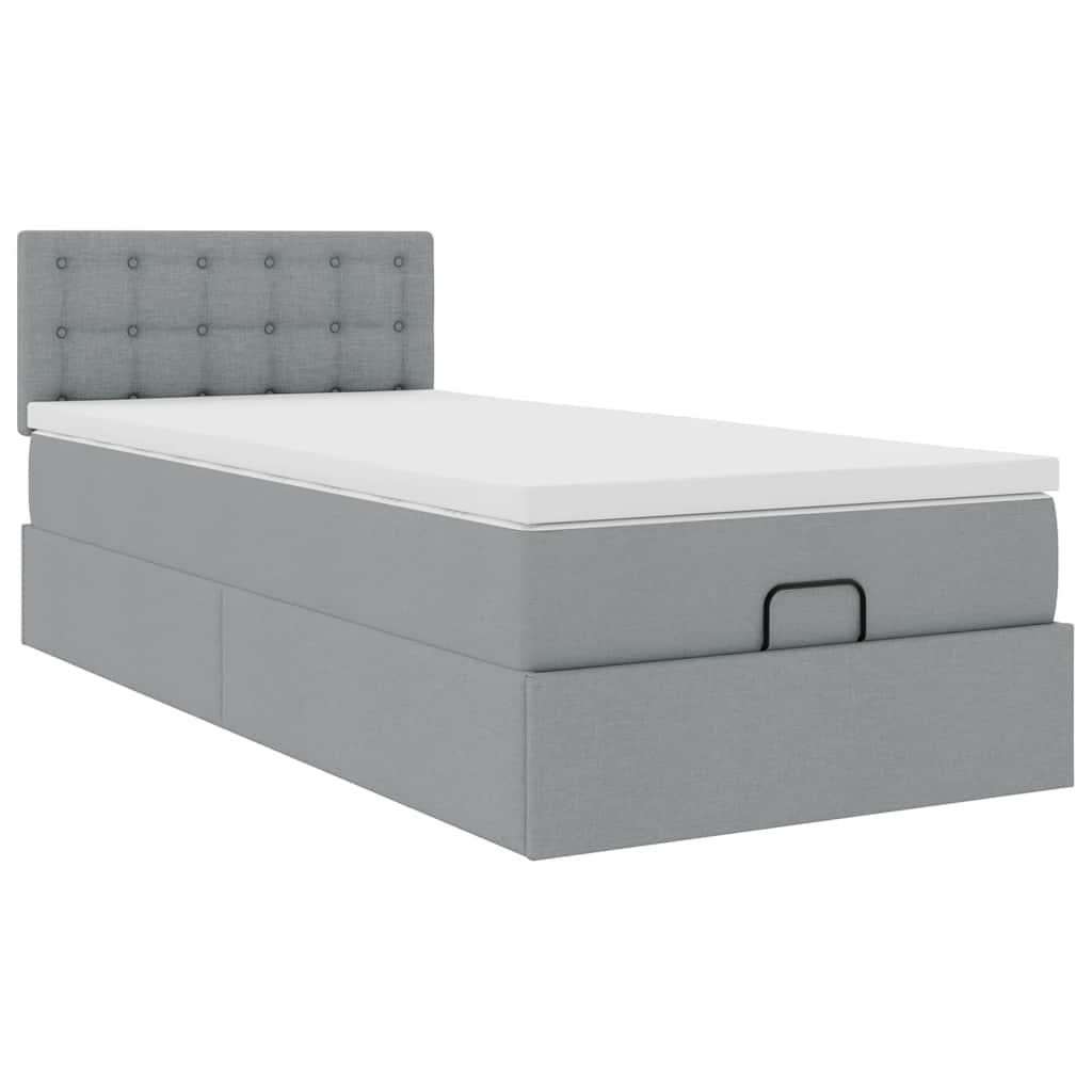 Ottoman bed met matras 90x190cm stof lichtgrijs is nu te koop bij PeponiXL, paradijselijk wonen!