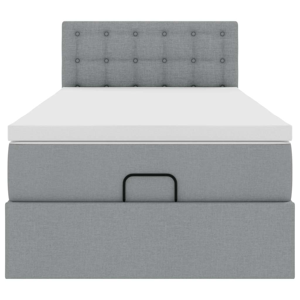 Ottoman bed met matras 90x190cm stof lichtgrijs is nu te koop bij PeponiXL, paradijselijk wonen!