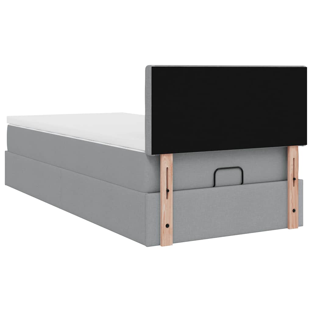 Ottoman bed met matras 90x190cm stof lichtgrijs is nu te koop bij PeponiXL, paradijselijk wonen!