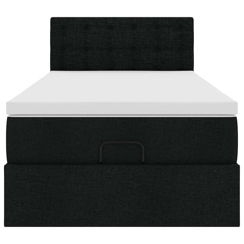Ottoman bed met matras 90x190cm stof zwart is nu te koop bij PeponiXL, paradijselijk wonen!
