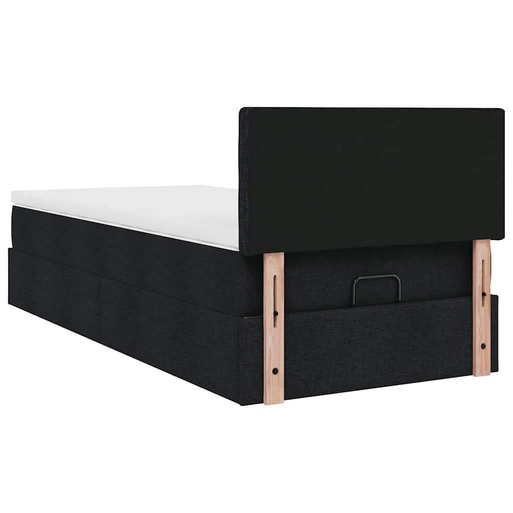Ottoman bed met matras 90x190cm stof zwart is nu te koop bij PeponiXL, paradijselijk wonen!
