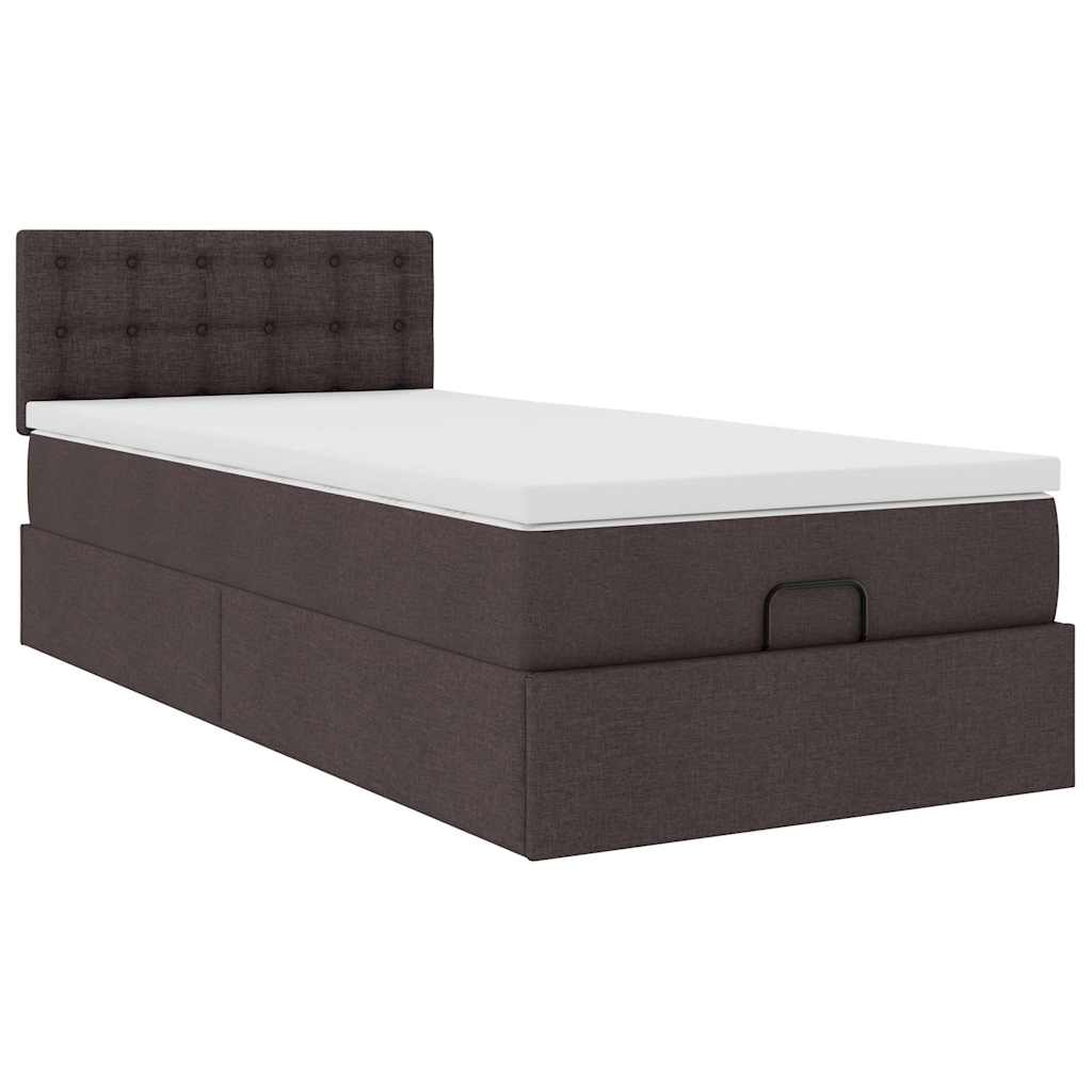 Ottoman bed met matras 90x190cm stof donkerbruin is nu te koop bij PeponiXL, paradijselijk wonen!