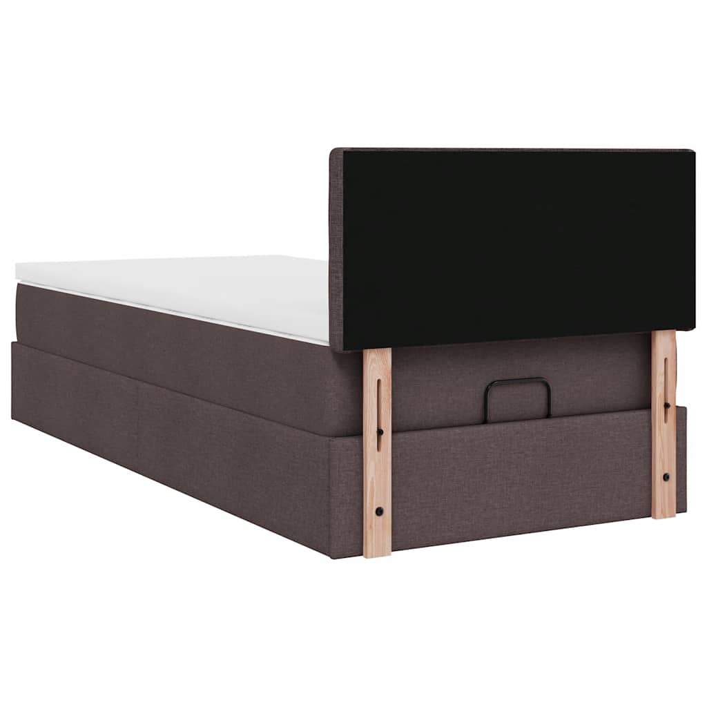 Ottoman bed met matras 90x190cm stof donkerbruin is nu te koop bij PeponiXL, paradijselijk wonen!