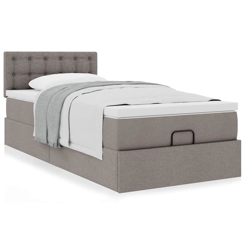 Ottoman bed met matras 90x190cm stof taupe is nu te koop bij PeponiXL, paradijselijk wonen!