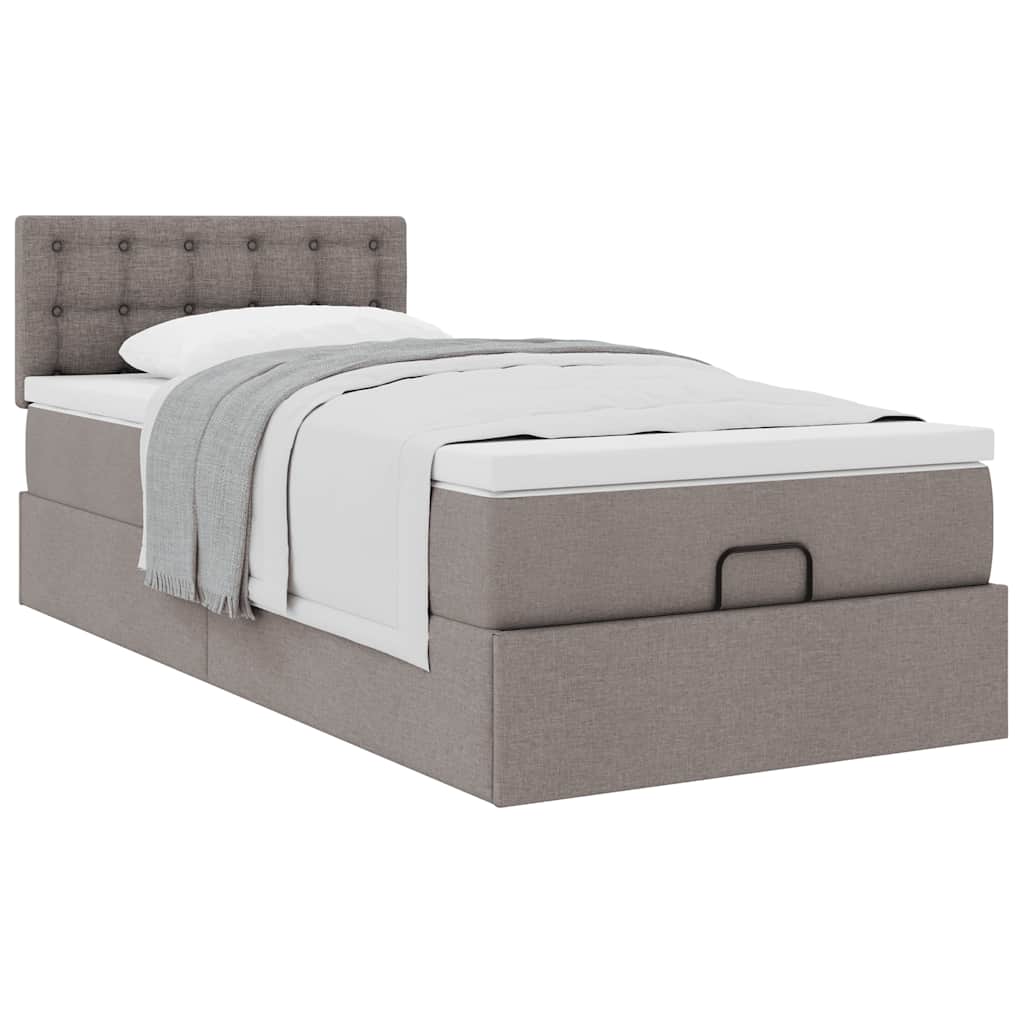 Ottoman bed met matras 90x190cm stof taupe is nu te koop bij PeponiXL, paradijselijk wonen!