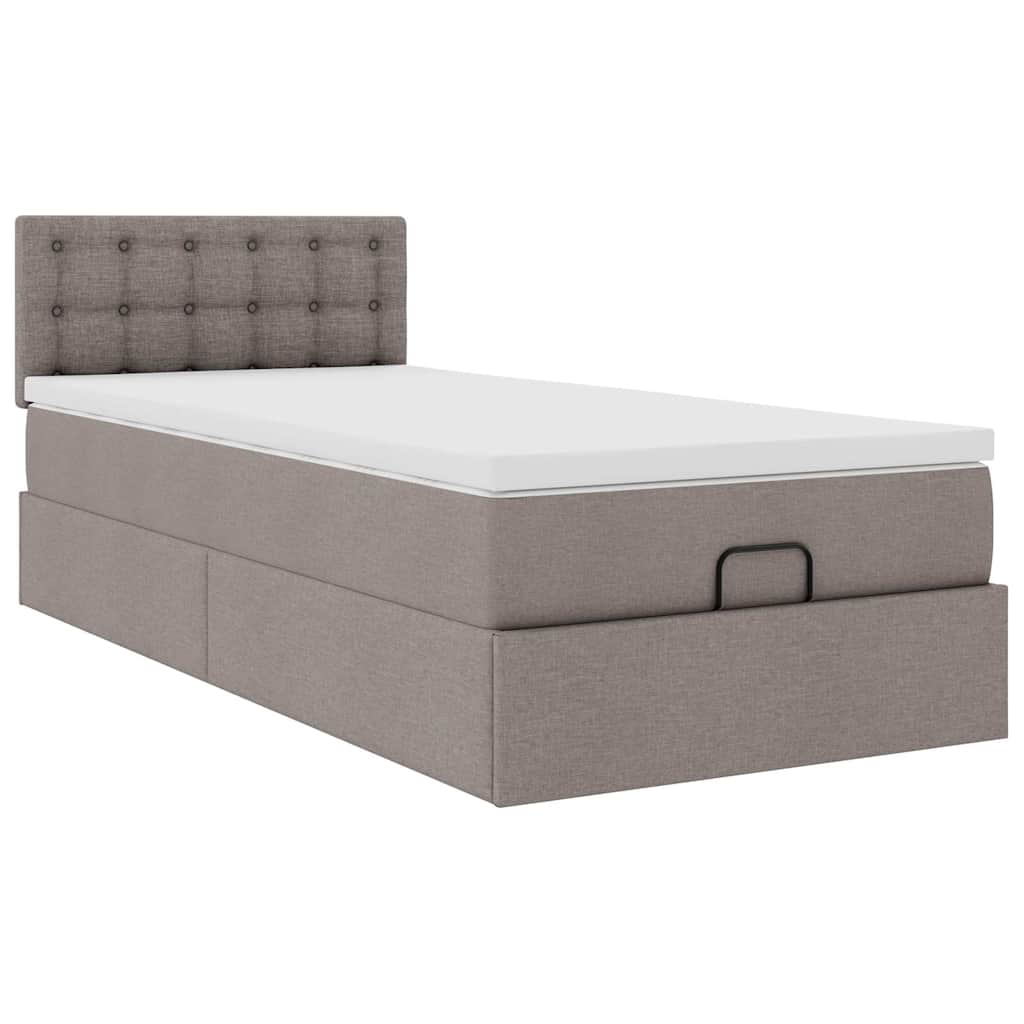 Ottoman bed met matras 90x190cm stof taupe is nu te koop bij PeponiXL, paradijselijk wonen!
