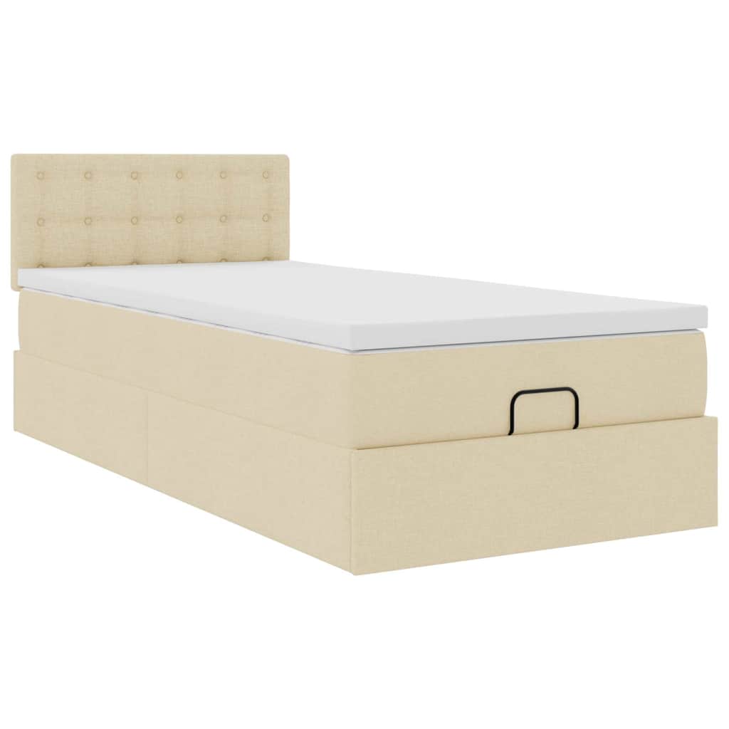 Ottoman bed met matras 90x190cm stof crèmekleurig is nu te koop bij PeponiXL, paradijselijk wonen!