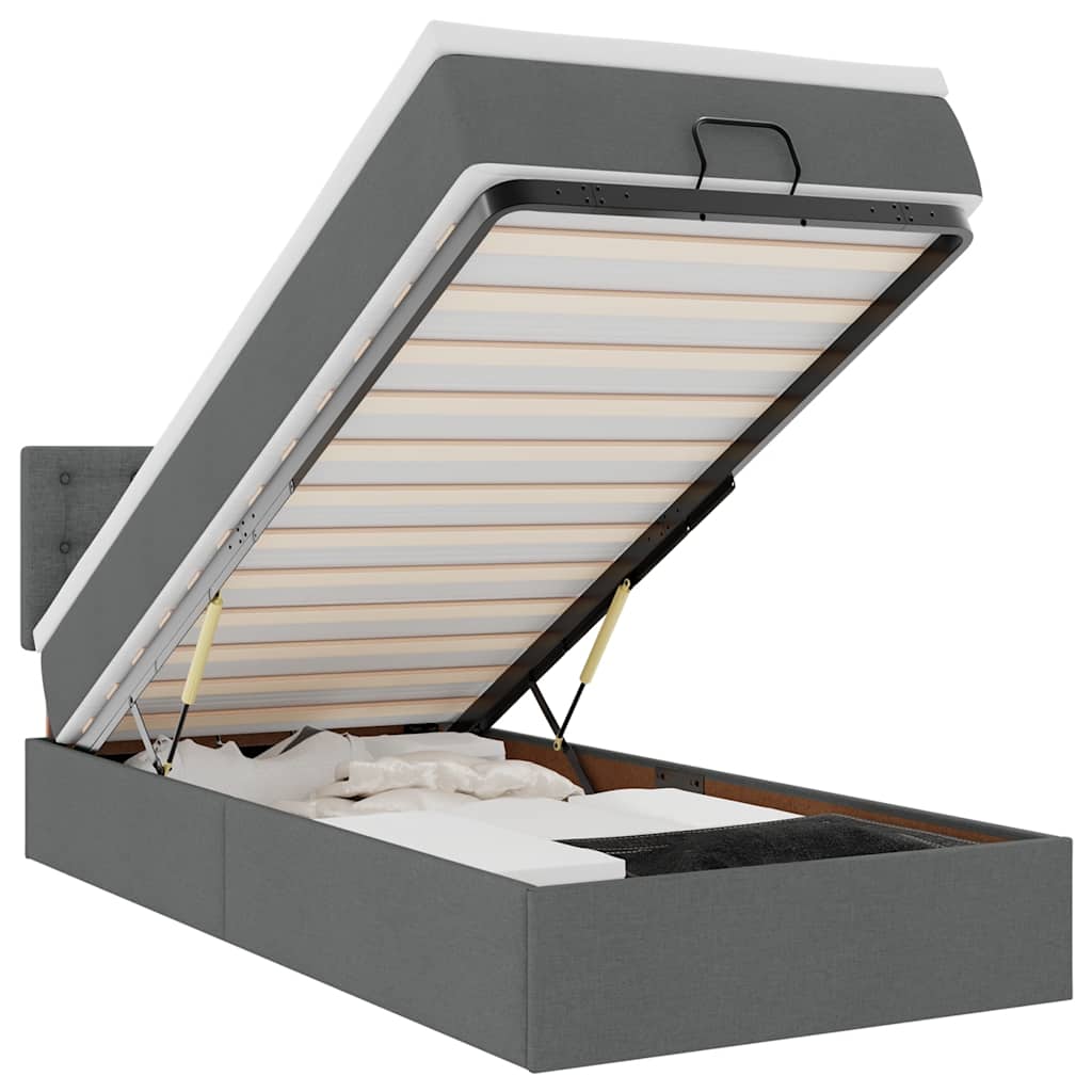 Bed met matras 90x200 cm stof donkergrijs is nu te koop bij PeponiXL, paradijselijk wonen!