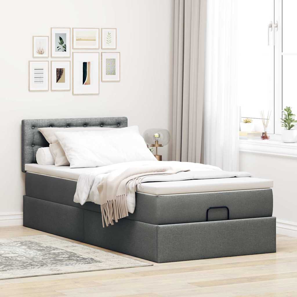 Bed met matras 90x200 cm stof donkergrijs is nu te koop bij PeponiXL, paradijselijk wonen!