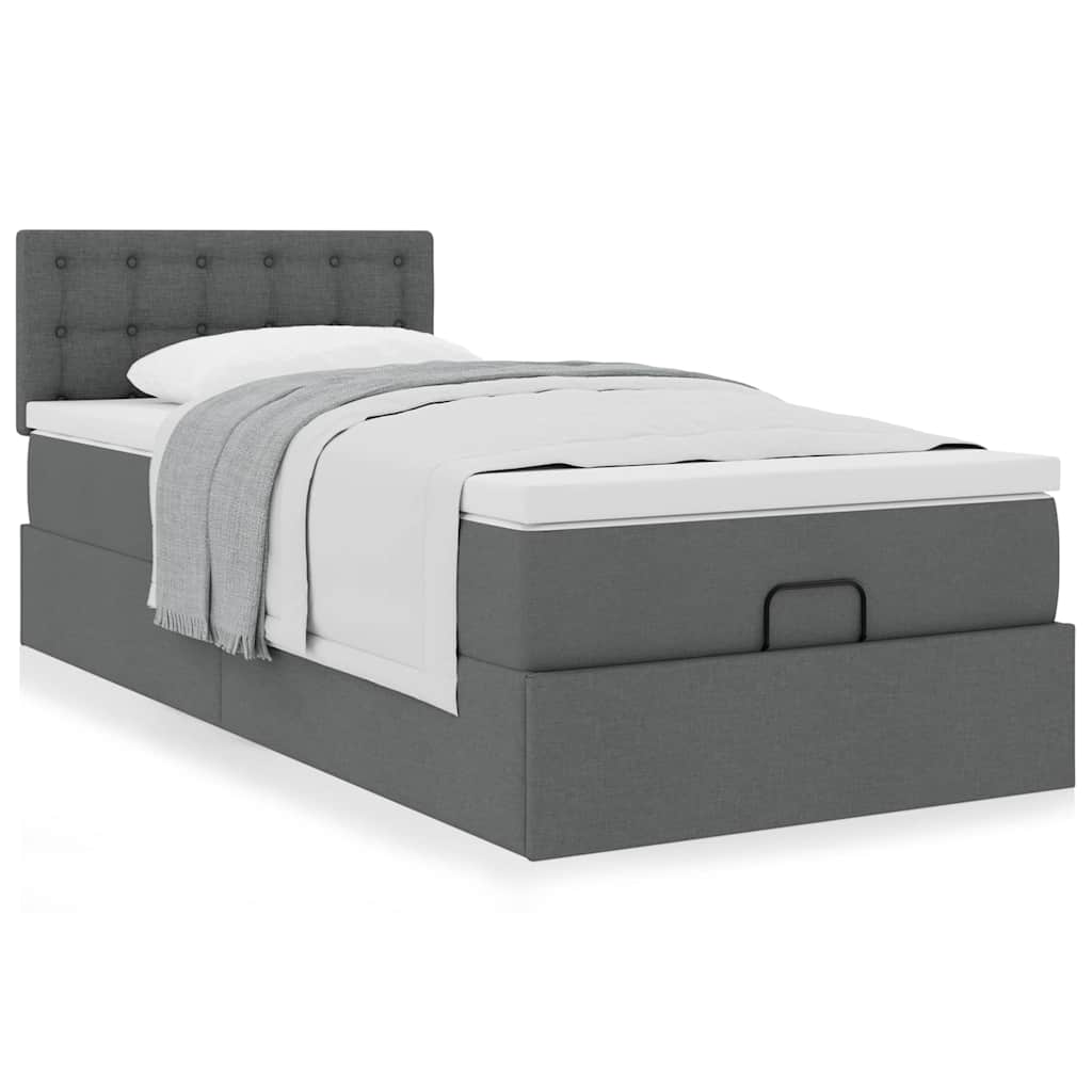 Bed met matras 90x200 cm stof donkergrijs is nu te koop bij PeponiXL, paradijselijk wonen!
