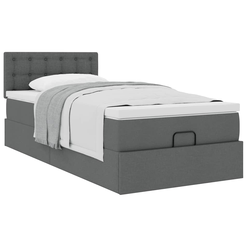 Bed met matras 90x200 cm stof donkergrijs is nu te koop bij PeponiXL, paradijselijk wonen!