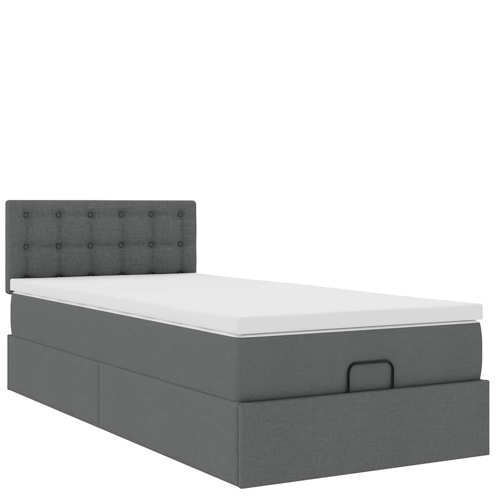 Bed met matras 90x200 cm stof donkergrijs is nu te koop bij PeponiXL, paradijselijk wonen!