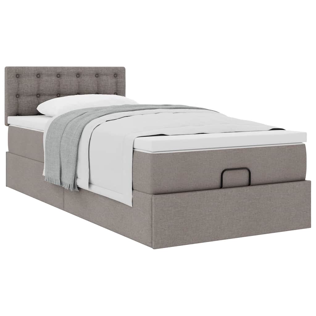 Bed met matras 90x200 cm stof taupe is nu te koop bij PeponiXL, paradijselijk wonen!