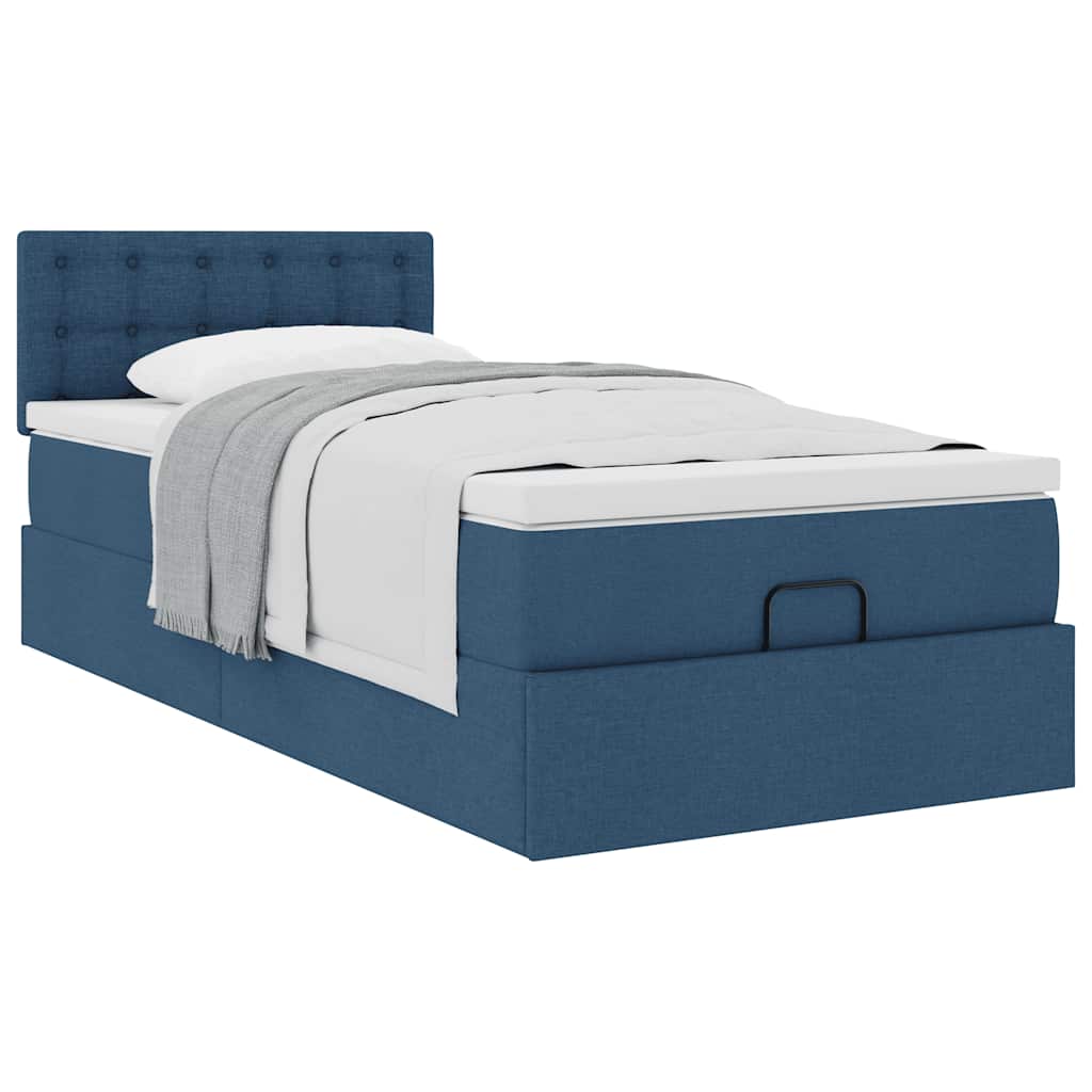 Bed met matras 90x200 cm stof blauw is nu te koop bij PeponiXL, paradijselijk wonen!