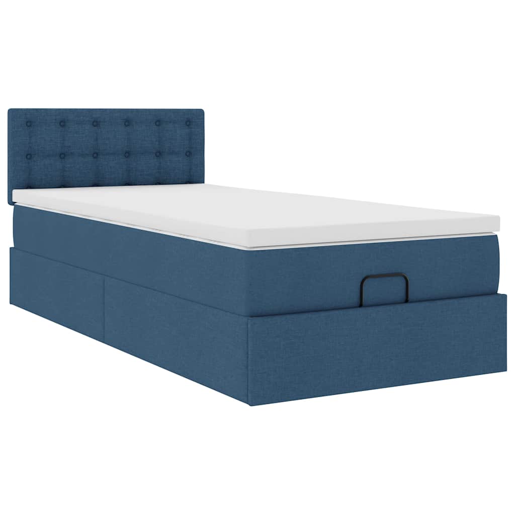 Bed met matras 90x200 cm stof blauw is nu te koop bij PeponiXL, paradijselijk wonen!
