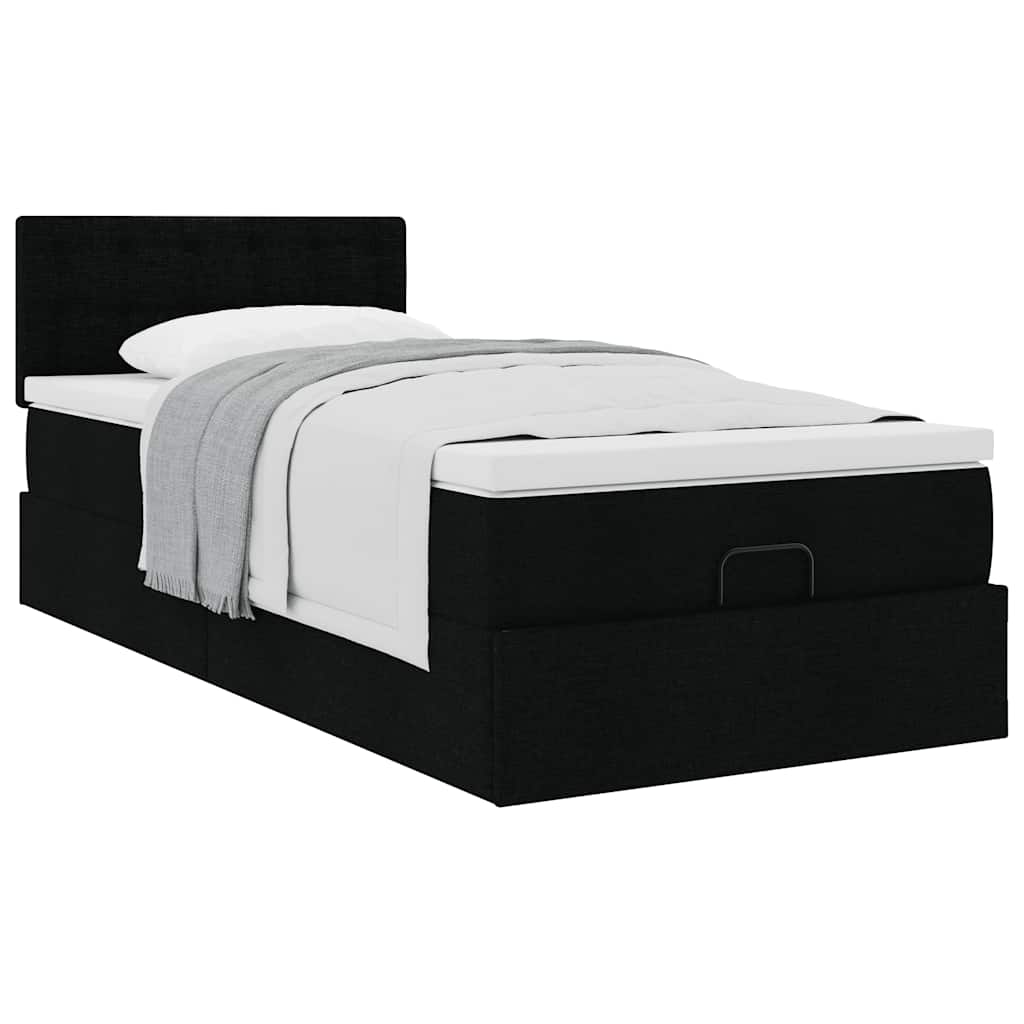 Bed met matras 100x200 cm stof zwart is nu te koop bij PeponiXL, paradijselijk wonen!