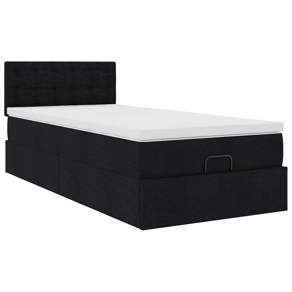 Bed met matras 100x200 cm stof zwart is nu te koop bij PeponiXL, paradijselijk wonen!