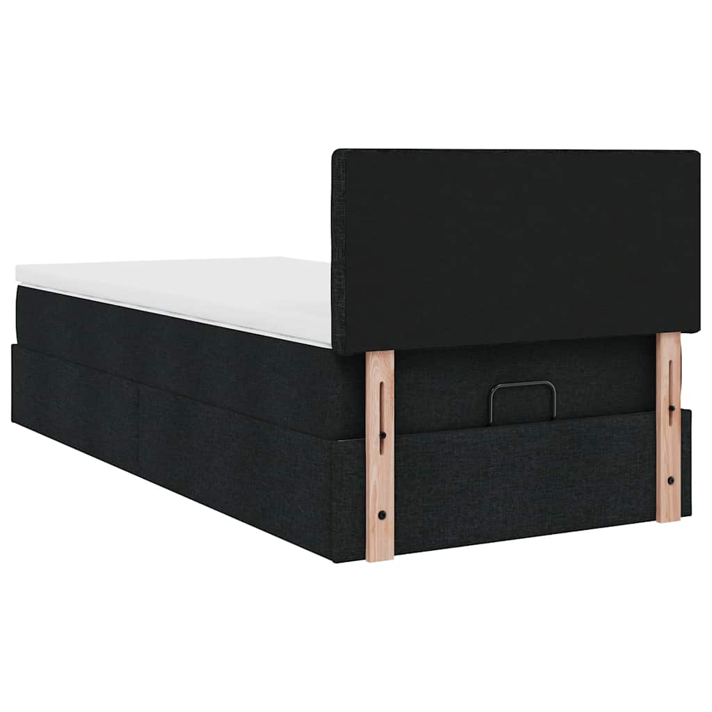 Bed met matras 100x200 cm stof zwart is nu te koop bij PeponiXL, paradijselijk wonen!
