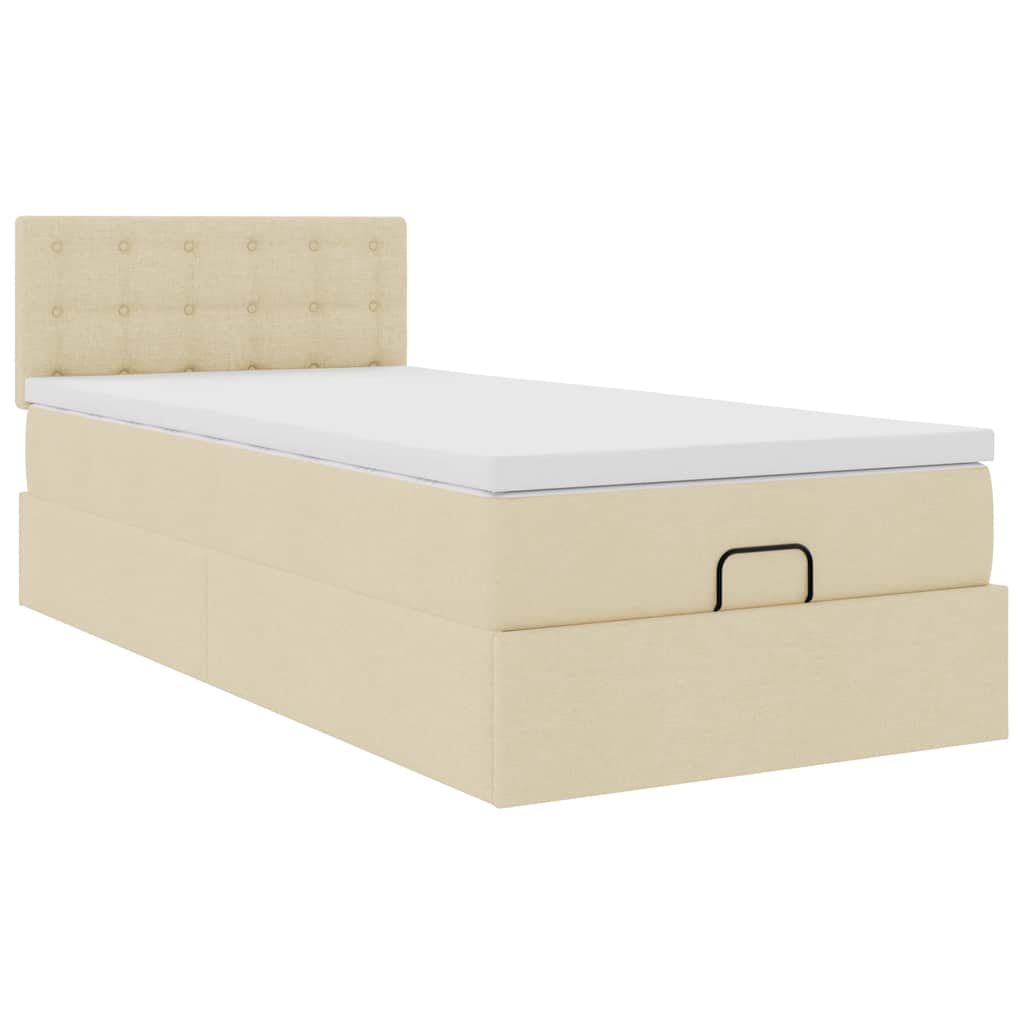 Bed met matras 100x200 cm stof crèmekleurig is nu te koop bij PeponiXL, paradijselijk wonen!