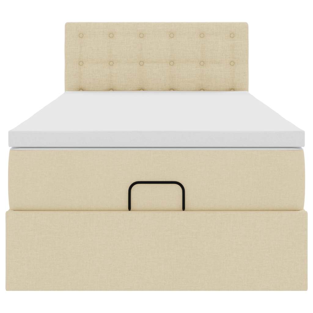 Bed met matras 100x200 cm stof crèmekleurig is nu te koop bij PeponiXL, paradijselijk wonen!