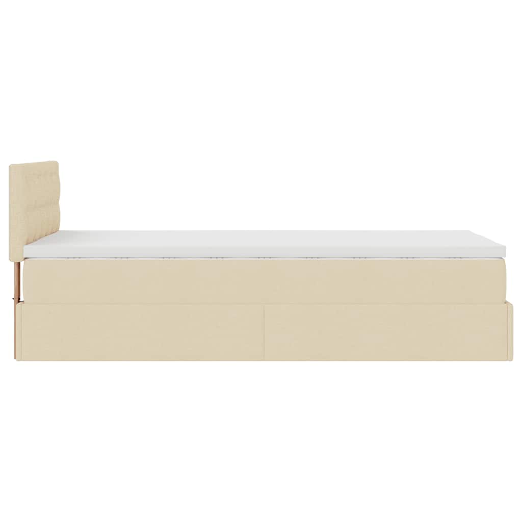 Bed met matras 100x200 cm stof crèmekleurig is nu te koop bij PeponiXL, paradijselijk wonen!