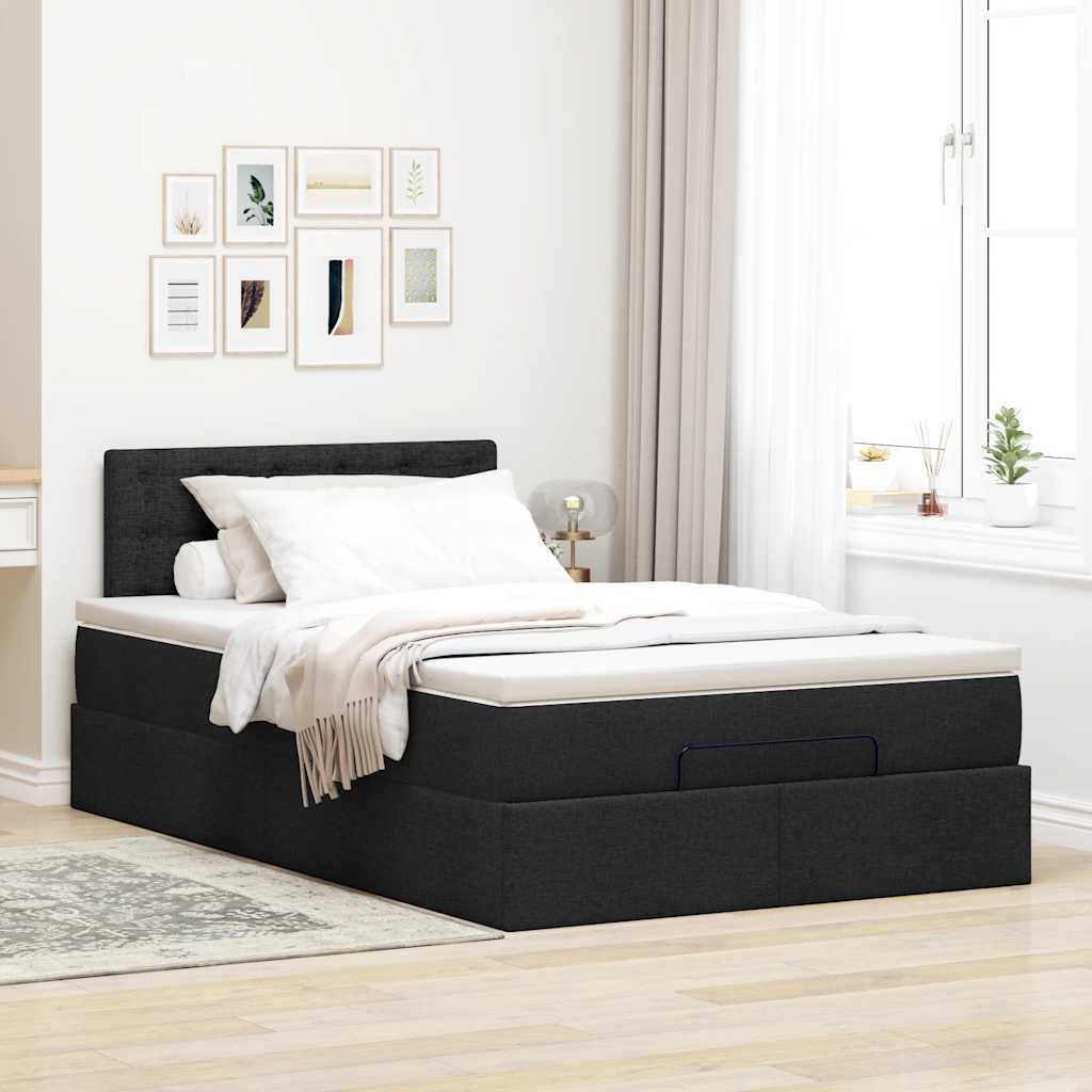 Bed met matras 120x190 cm stof zwart is nu te koop bij PeponiXL, paradijselijk wonen!