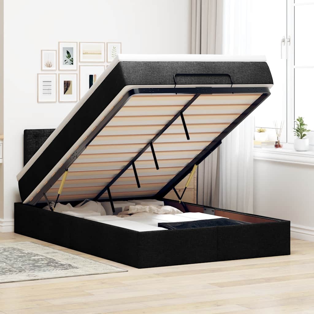Bed met matras 120x190 cm stof zwart is nu te koop bij PeponiXL, paradijselijk wonen!