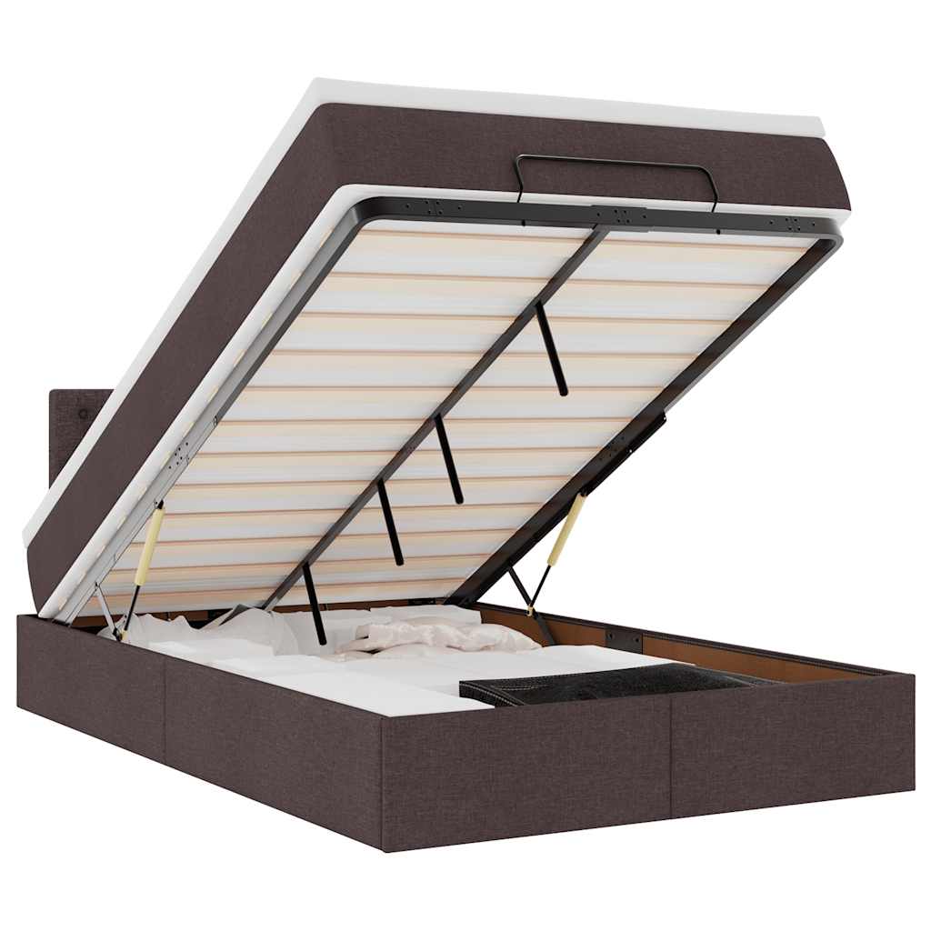Ottoman bed met matras 120x190 cm stof donkerbruin is nu te koop bij PeponiXL, paradijselijk wonen!