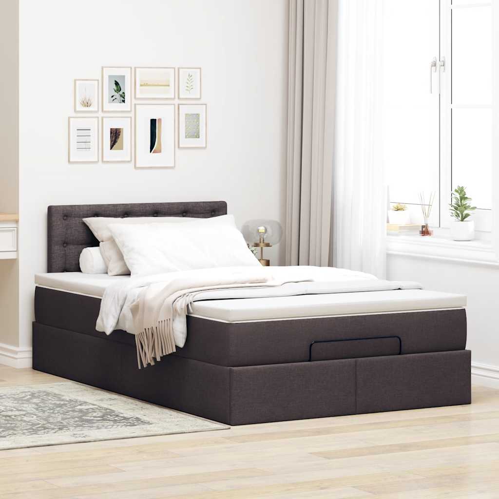 Ottoman bed met matras 120x190 cm stof donkerbruin is nu te koop bij PeponiXL, paradijselijk wonen!