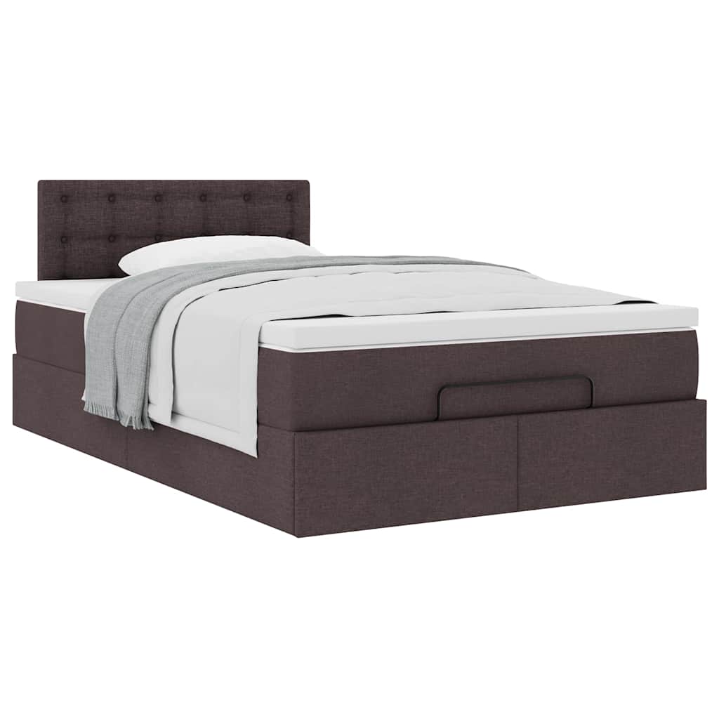 Ottoman bed met matras 120x190 cm stof donkerbruin is nu te koop bij PeponiXL, paradijselijk wonen!