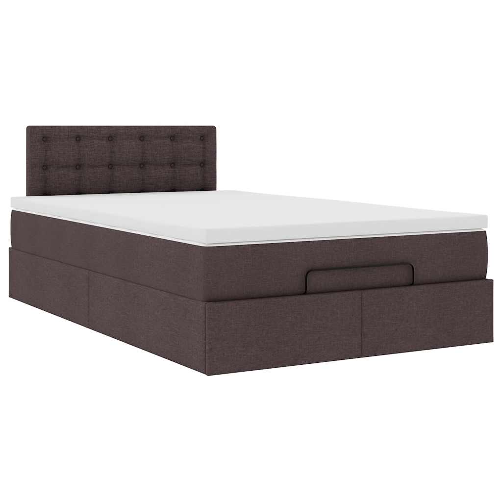 Ottoman bed met matras 120x190 cm stof donkerbruin is nu te koop bij PeponiXL, paradijselijk wonen!