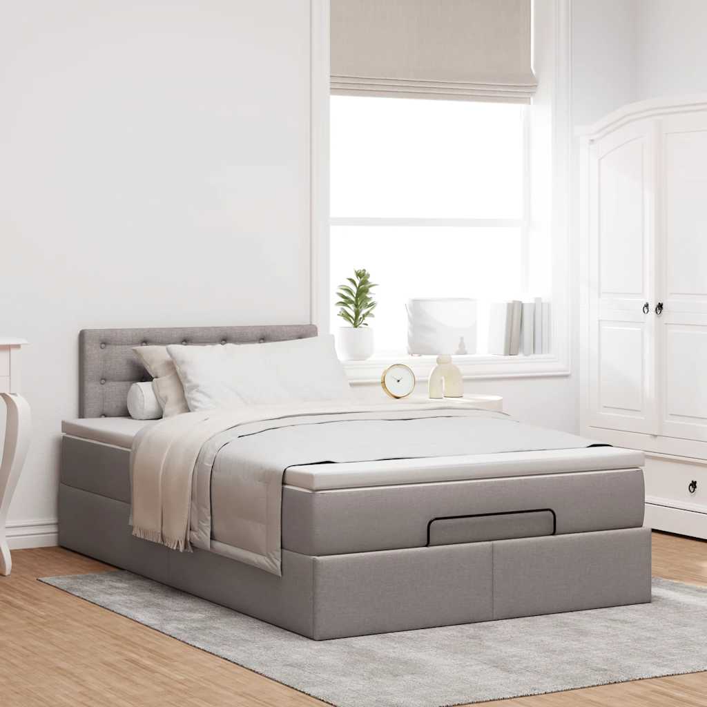 Ottoman bed met matras 120x190 cm stof taupe is nu te koop bij PeponiXL, paradijselijk wonen!